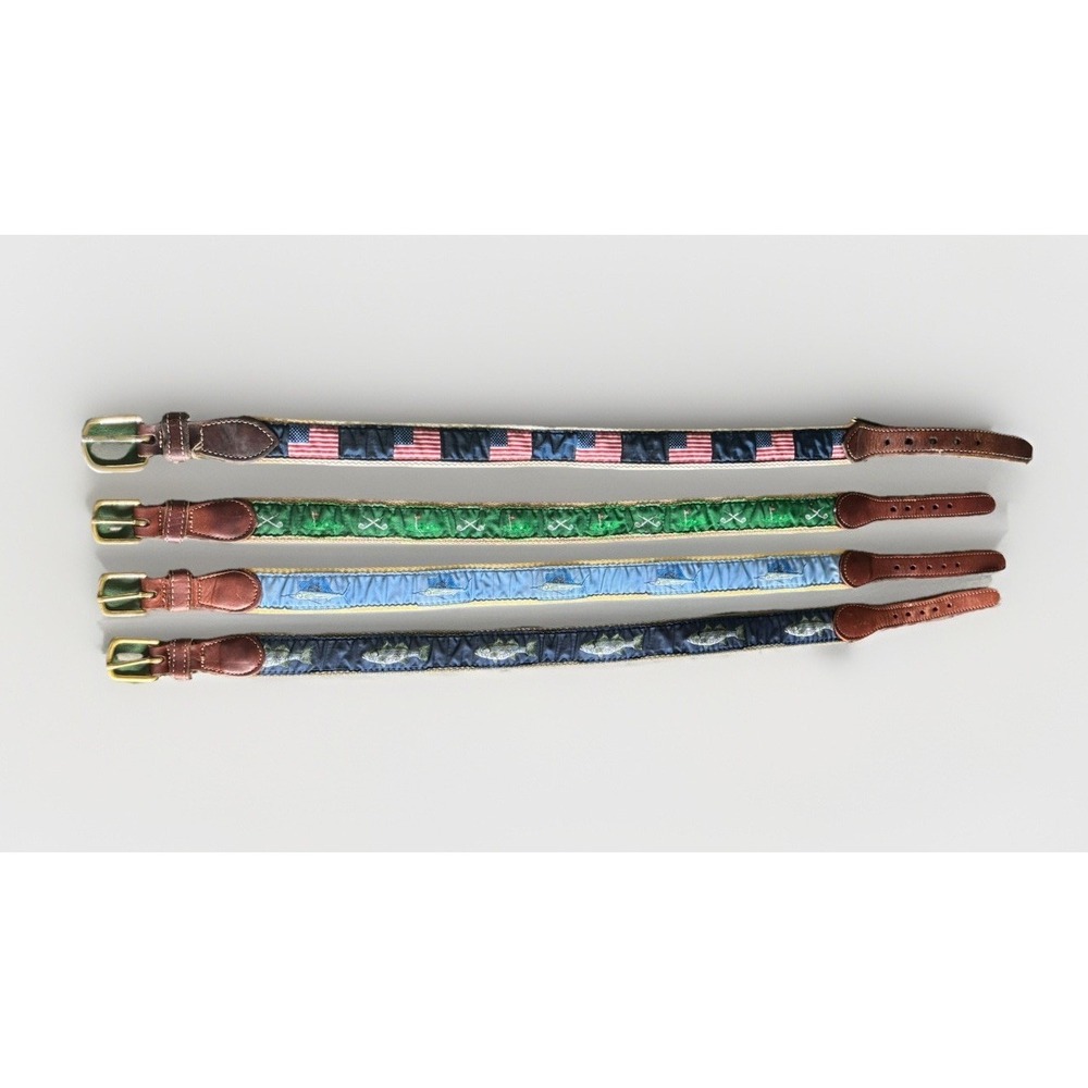 J. Bailey Bailey Boys Belt Lot of 4 Size 22 Golf Masters Fish Marlin USA Flag
